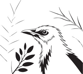 Vector illustration of an eagle head with detailed feathers, beak, and fierce eyes, representing freedom and wildlife in a bold, black cartoon style