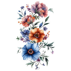 Beautiful floral arrangement with vibrant colors and intricate details Clipart Photo isolated on transparency background