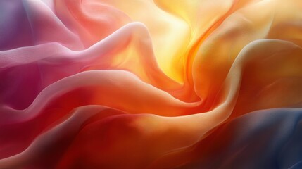 Fototapeta premium Colorful flowing fabric with soft waves and gentle light pattern