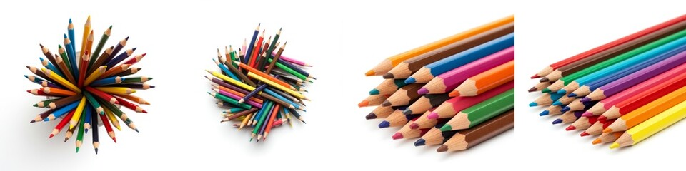 Fototapeta premium Colorful Pencils Art Supplies Collection - Vibrant colored pencils, creative tools, drawing, art supplies, design inspiration. Symbolizing creativity, imagination, artistry, education, and expression