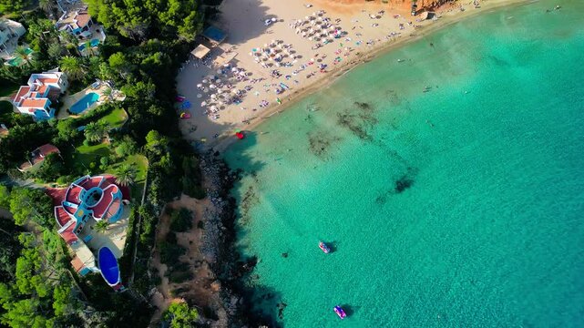 Cala Llenya, Ibiza with turquoise water in Balearic