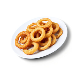 Fototapeta premium fried onion rings on a plate isolated on transparent background