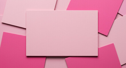 A gentle pastel pink invitation card nestled among softly overlapping squares, a minimalist design perfect for a serene announcement.