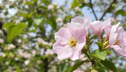 Obraz premium Beautiful pink and white flowers blooming in a colorful garden