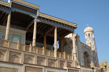 facade of a mosque with columns, Samarkand