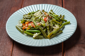 Tzimmes with green beans and tomatoes