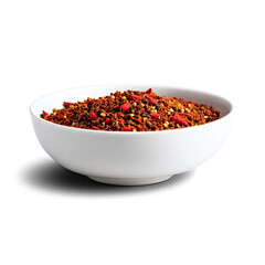 bowl with red spices isolated on transparent background