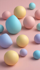 Pastel Dreams: An Abstract Composition of Spheres and Geometric Shapes