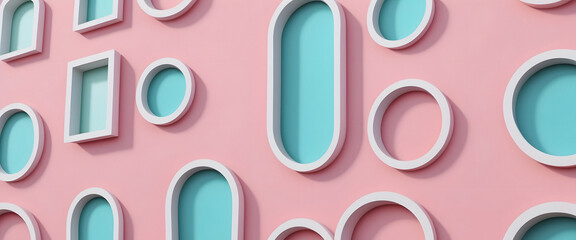 Pink and Teal Geometric Wall Art Abstract Design