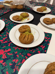 Turkish traditional sherbet dessert kalburabasti sekerpare or deniz dalgasi
