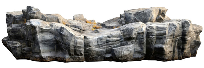 Fototapeta premium Grey Rock Formation, Isolated on Transparent Background, 3D Render, Cliff Texture, Rock, Texture, Nature
