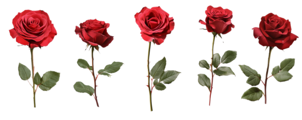 Five Red Roses Composition, Isolated on Transparent Background, Floral Design Element, Valentine's Day, Roses, Floral, Red Roses