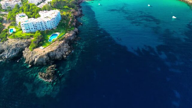 Cala Llenya, Ibiza with turquoise water in Balearic