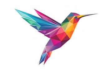 Fototapeta premium logo of Flaying hummingbird Bird Colorful vector Style. colibri icon