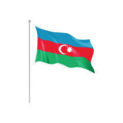 Azerbaijan Country Wavy Flag hand drawing illustration Vol 01