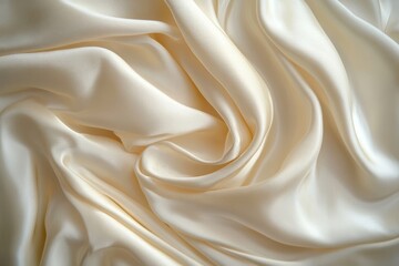 Obraz premium Close up shot of soft ivory silk fabric with elegant folds and gentle curves creating a luxurious texture
