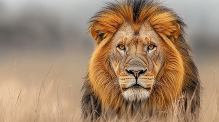 A majestic African lion, king of the savanna
