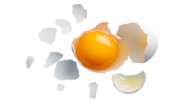 Bright Kitchen Table Egg Photography Golden Yolk Focus on Transparent Background