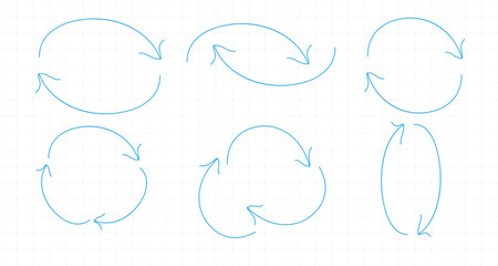 Collection of drawn arrows, icons, signs .Set of simple flat arrows isolated on white background. Arrow icons and arrow colour. Stock vector. EPS10.