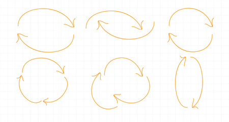 Collection of drawn arrows, icons, signs .Set of simple flat arrows isolated on white background. Arrow icons and arrow colour. Stock vector. EPS10.