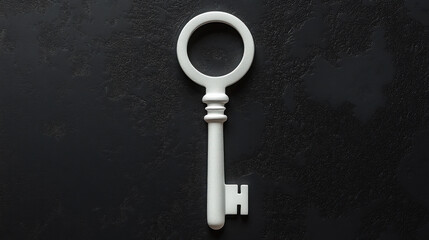 Minimalist simple key, line art, black and white.