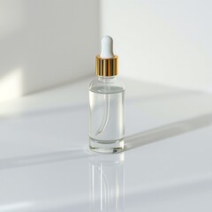 Naklejka premium Eco-Friendly Skincare Product in Glass Bottle with Metallic-Gold Dropper