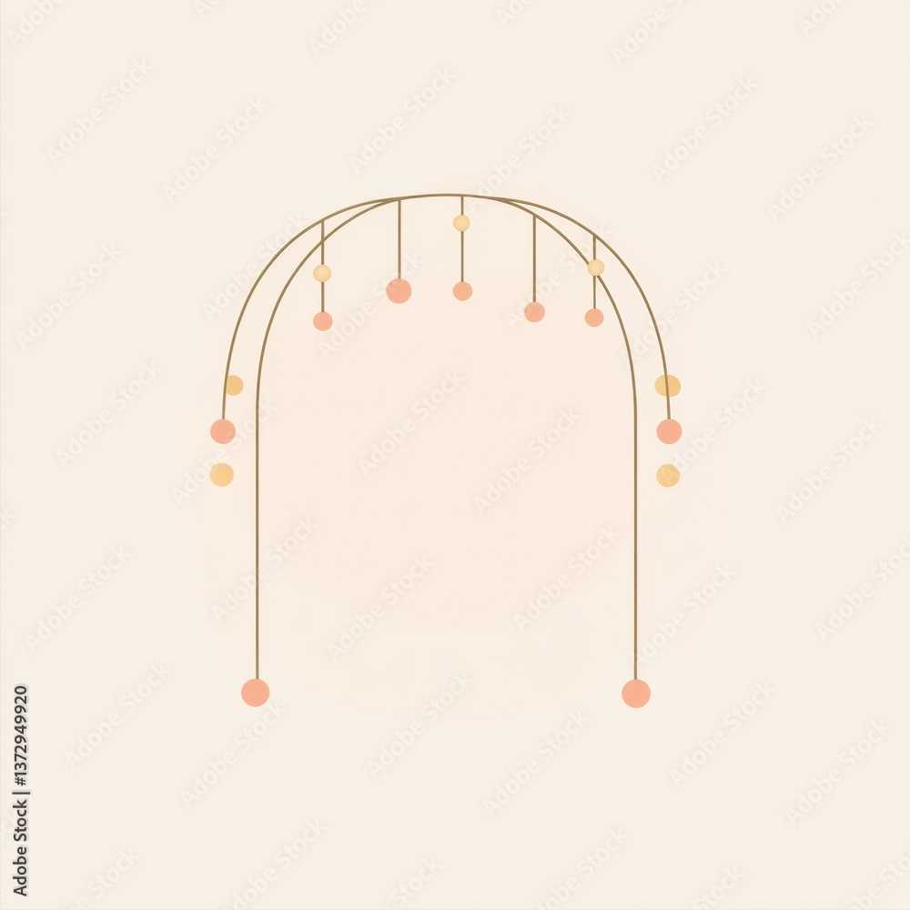 Poster clean minimalistic logo design featuring a festive lights arch with soft pastel background in modern