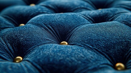 Deep blue tufted velvet upholstery close-up