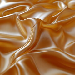 Obraz premium Golden silk fabric draped, studio shot, soft light, luxurious texture, design