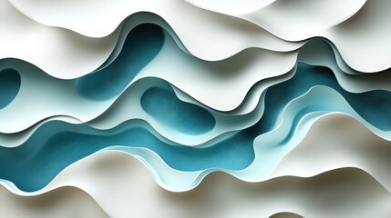 Abstract Curves and Waves Design with Soft Blue Tones and Textures