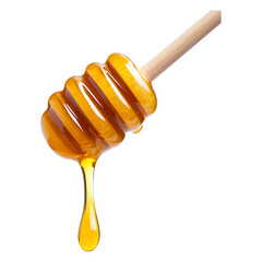 Cozy Kitchen Photography Close-Up of Honey with Wooden Dipper on Transparent Background
