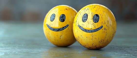 Happy Emojis with Grunge Texture.