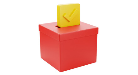 Isolated Ballot Box with Check Mark