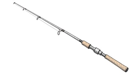 Vintage Fishing Rod Sketch