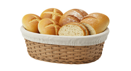 Isolated Bread Basket with Assorted Breads