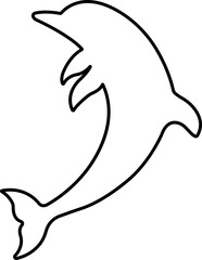 Jumping dolphin fish icon in line. isolated on transparent background
