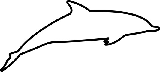 Jumping dolphin fish icon in line. isolated on transparent background