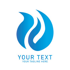 Abstract Water/Flame Logo, Geometric Symbol Design, Isolated on White