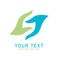 Abstract Hands Logo, Geometric Care Symbol Design, Isolated on White