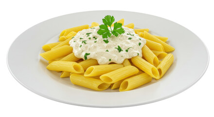 Isolated Pasta with Cream Sauce