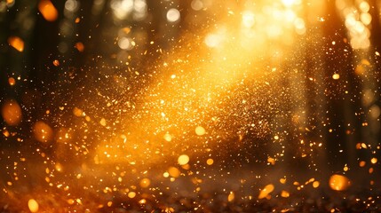 Obraz premium Magical Summer Glow with Yellow to Orange Gradient and Sparkling Dust Particles in Nature