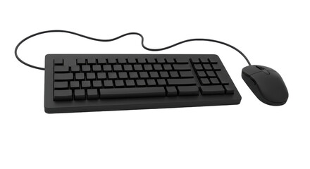 Isolated Black Keyboard and Mouse Set