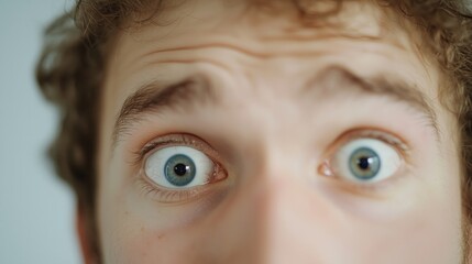 Close-up of a shocked person's face during a jumpscare event