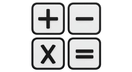 Isolated Calculator Button Set, Black and White