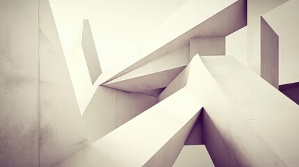 Obraz premium Abstract architectural design featuring geometric shapes and sharp angles in monochromatic tones, capturing a modern art vibe with intriguing forms and lines.