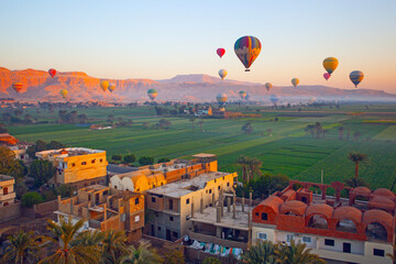 Hot air balloon trip over the Valley of Kings, Luxor, Egypt