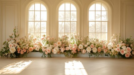Elegant floral display in a sun-drenched room