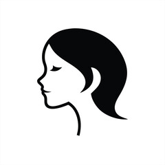 Elegant profile silhouette of a woman in black vector illustration