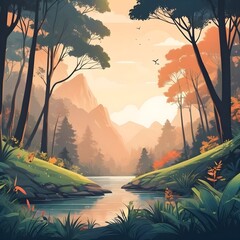 wallpaper template illustration with nature