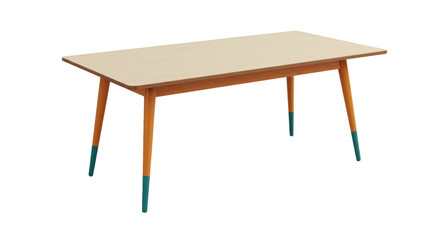 Isolated wooden table with blue and orange legs